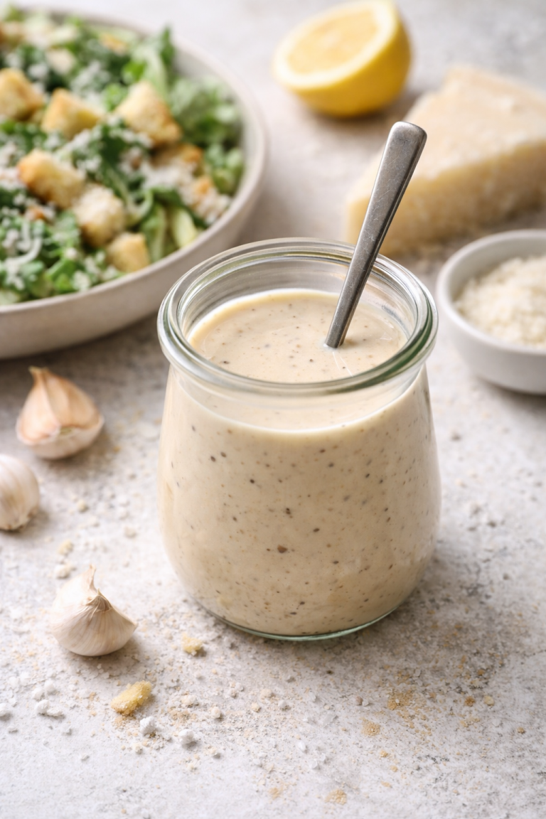 Salsa César casera. Como hacer el aliño de la auténtica Ensalada César
