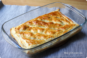 Pastel de setas, bacon y mozzarella