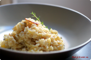 Risotto de alcachofas y bacon