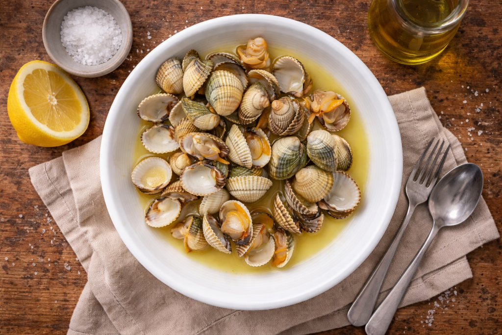 Berberechos al vapor. El aperitivo más fácil del mundo cuando el producto es bueno
