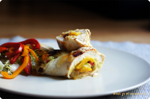Rollitos de pollo con verduras y guacamole!