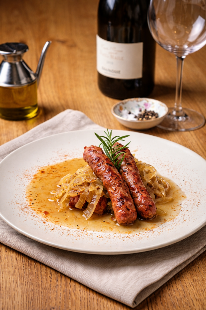 Salchichas al vino blanco